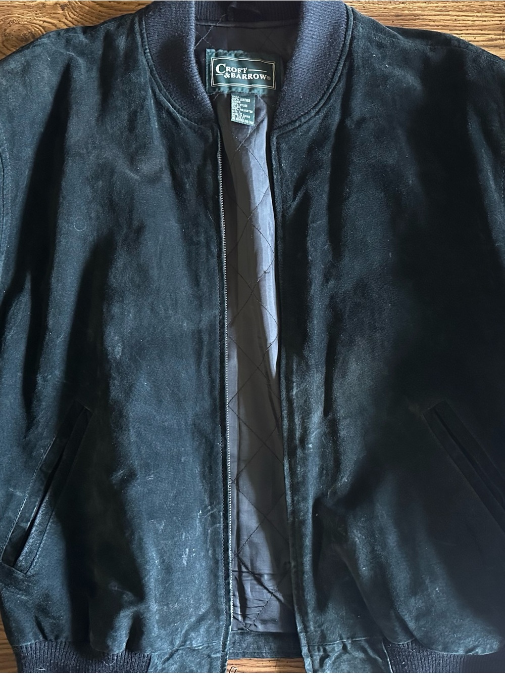 croft & barrow Men's Black Bomber Jacket with Ribbed Collar